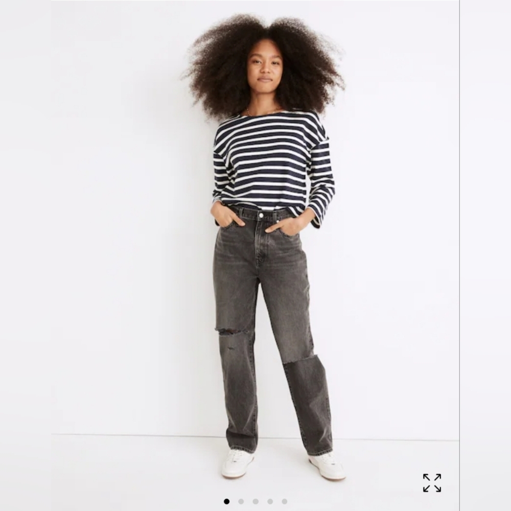 Madewell Baggy Straight Jeans In Cavell Wash: Ripped Edition | Size 28